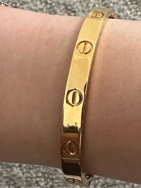 Gold Screw-Accent Bangle Bracelet - Women Jewelry